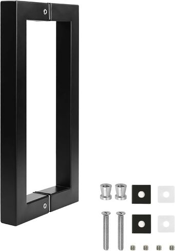 Back to Back Ladder Shape Frameless Glass Shower Door Pulls, Fits 6-12mm(1/4"-1/2") Glass Doors, 23.62 Inch Mounting Hole Distance, Matte Black Stainless Steel Door Handles for Bathroom in Saudi Arabia