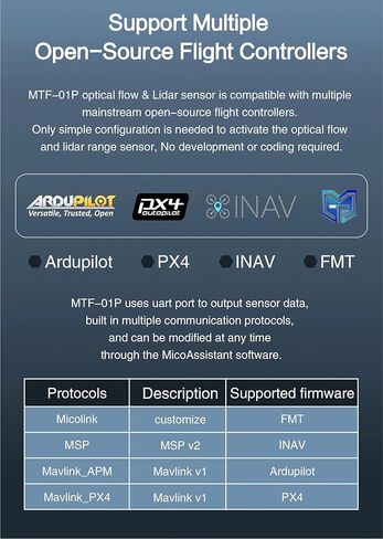 MicoAir Optical Flow & Range Sensor MTF-01P Compatible with Ardupilot/PX4/INAV(AUTO FIRMWARE DETECTION) in Saudi Arabia