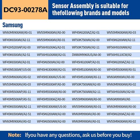 مستشعر اهتزاز الغسالة DC93-00278A، متوافق مع WV55M9600AV/A5-00 WF45K6500AV/A2-00 WV60M9900AV/A5-00 WF42H5200AP/A2-00 WF56H9100AG WF45H6300AW WF50K7500AV. تصنيع المعدات الأصلية. ضمان لمدة سنة واحدة in Kuwait