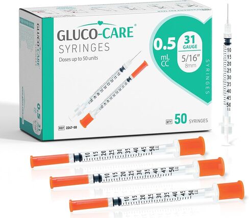 0.5 ml/cc Syringes 31G x 5/16’’ (8mm), Orange Cap, Box of 50 pcs in Kuwait