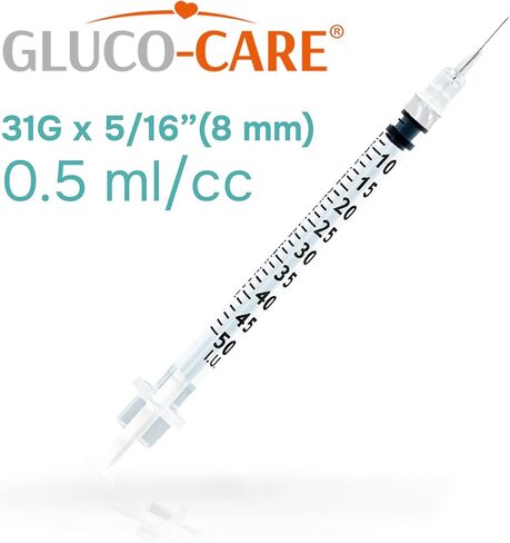 0.5 ml/cc Syringes 31G x 5/16’’ (8mm), Orange Cap, Box of 50 pcs in Kuwait