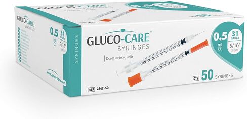 0.5 ml/cc Syringes 31G x 5/16’’ (8mm), Orange Cap, Box of 50 pcs in Kuwait