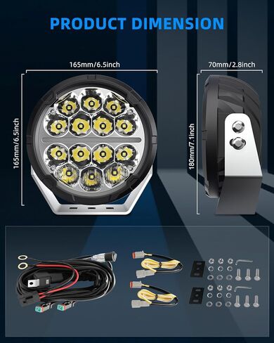مصابيح قيادة LED للطرق الوعرة مقاس 9 بوصات مع DRL أبيض/كهرماني، أكثر سطوعًا بنسبة 1000% قطعتين 40000LM مصابيح عمل دائرية لشعاع كومبو الالتقاط/الشاحنة in Kuwait