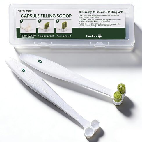 أدوات حشو الكبسولة للحجم 00، 2 عبوة من أدوات ملاعق المختبر، تجعل الكبسولات الخاصة بك أسهل وأسرع - استخدمها مع الجيلاتين الفارغ أو القبعات النباتية in Kuwait