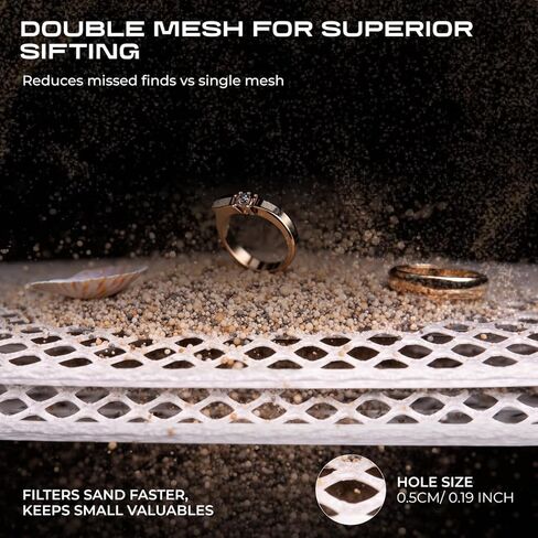 منخل رمل عائم قابل للنفخ من CKG، منخل أسنان سمك القرش خفيف الوزن ومتين للشاطئ مع قبضة مريحة وشبكة غربلة مزدوجة، مثالي للكشف عن المعادن، وإكسسوارات الشاطئ in Kuwait