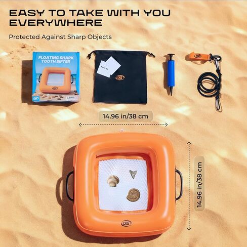 منخل رمل عائم قابل للنفخ من CKG، منخل أسنان سمك القرش خفيف الوزن ومتين للشاطئ مع قبضة مريحة وشبكة غربلة مزدوجة، مثالي للكشف عن المعادن، وإكسسوارات الشاطئ in Kuwait