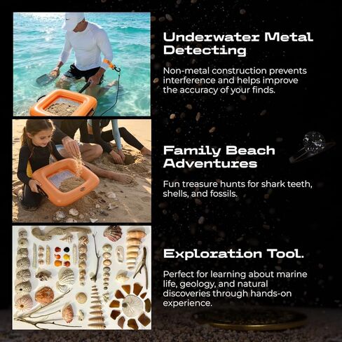 منخل رمل عائم قابل للنفخ من CKG، منخل أسنان سمك القرش خفيف الوزن ومتين للشاطئ مع قبضة مريحة وشبكة غربلة مزدوجة، مثالي للكشف عن المعادن، وإكسسوارات الشاطئ in Kuwait