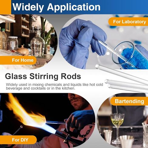قضبان تقليب زجاجية مقاس 6 × 5 مم، قضبان تحريك ذات نهاية مستديرة من البورسليكات للمختبر والفصول الدراسية والمنزل، 12 عبوة in Kuwait