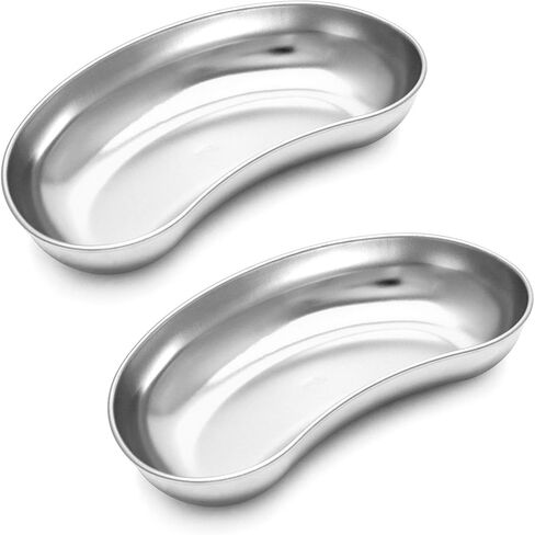 qwork 2pcs 8 "صينية الكلى الفولاذ المقاوم للصدأ، حوض التقيؤ على شكل الكلى، أدوات مختبر الأسنان الجراحية، طبق الكلى المعدني القابل لإعادة الاستخدام، للضمادات المتسخة، المبذر الطبي in Saudi Arabia
