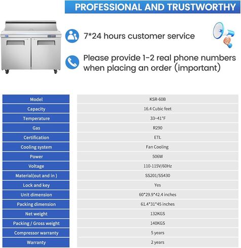27" W 1 Door Refrigerator Sandwich Salad Prep Table Commercial Stainless Steel Fan Cooling Refrigerator with Cutting Board, 1 Shelves & 8 Pans for Restaurant, Bar, Shop-7.4 Cu.ft in Saudi Arabia