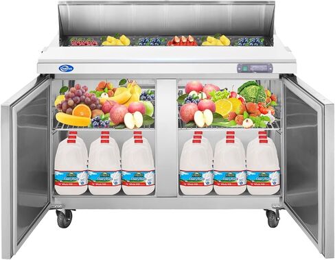 27" W 1 Door Refrigerator Sandwich Salad Prep Table Commercial Stainless Steel Fan Cooling Refrigerator with Cutting Board, 1 Shelves & 8 Pans for Restaurant, Bar, Shop-7.4 Cu.ft in Saudi Arabia