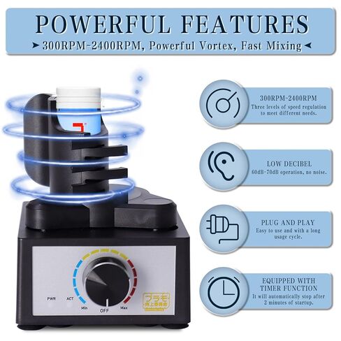 Mini Vortex Mixer, Hands-Free Model Paint Shaker, 300~2400rpm, Three-Stage Adjustable Speed Shaker, Suitable 10-100ml Mix, for Hobby Acrylic Paints, Nail Polish, Tubes, Lab, Eyelash Adhesives in Saudi Arabia