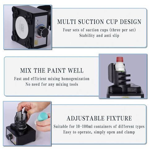 Mini Vortex Mixer, Hands-Free Model Paint Shaker, 300~2400rpm, Three-Stage Adjustable Speed Shaker, Suitable 10-100ml Mix, for Hobby Acrylic Paints, Nail Polish, Tubes, Lab, Eyelash Adhesives in Saudi Arabia