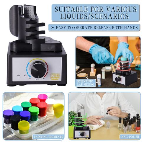 Mini Vortex Mixer, Hands-Free Model Paint Shaker, 300~2400rpm, Three-Stage Adjustable Speed Shaker, Suitable 10-100ml Mix, for Hobby Acrylic Paints, Nail Polish, Tubes, Lab, Eyelash Adhesives in Saudi Arabia