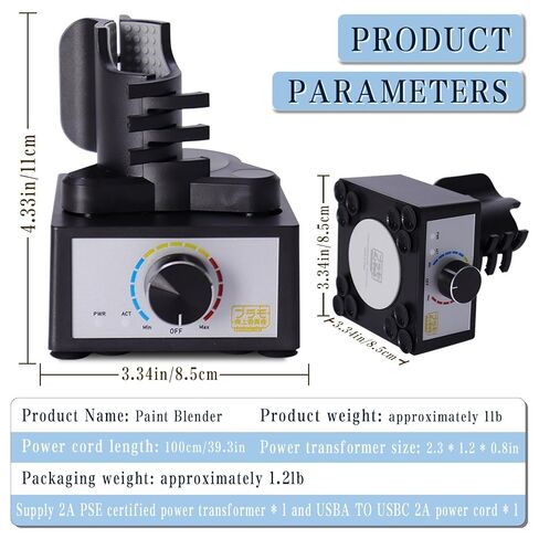 Mini Vortex Mixer, Hands-Free Model Paint Shaker, 300~2400rpm, Three-Stage Adjustable Speed Shaker, Suitable 10-100ml Mix, for Hobby Acrylic Paints, Nail Polish, Tubes, Lab, Eyelash Adhesives in Saudi Arabia