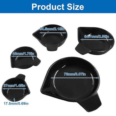 5pcs Plastic Weighing Powder Pans, 5 Size Black Weighing Dishes Digital Display Mini Counter Scale, Measures Powders Liquids Solids Pans for Laboratory Equipment/Jewelry Reloading in Kuwait