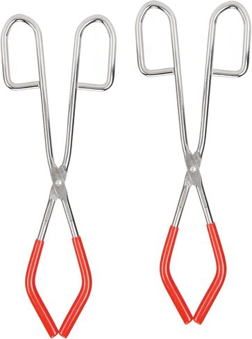 2pcs Labs Steel Mini Tongs, Rubber Coated Beaker Tongs, Labware Clamping Tools with Strong Grip, Ideal for Lab & Science Classroom Use in Kuwait