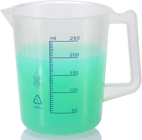 إبريق قياس بلاستيكي سعة 8 أونصة، كوب قياس من مادة البولي بروبيلين سعة 250 مل بمقياس ومقبض أزرق، حاوية قياس للمختبر والتدريس المدرسي والمنزل، قطعة واحدة in Kuwait