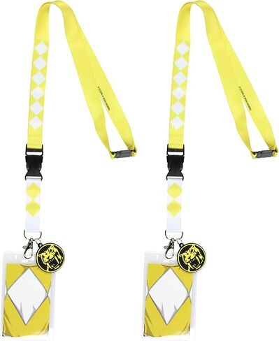Power Rangers Yellow Ranger ID Lanyard Badge Holder w Character Card and Saber-Toothed Tiger Emblem Rubber Pendant in Saudi Arabia