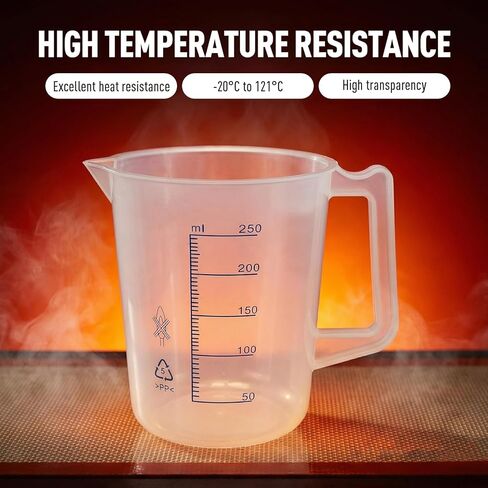 إبريق قياس بلاستيكي سعة 8 أونصة، كوب قياس من مادة البولي بروبيلين سعة 250 مل بمقياس ومقبض أزرق، حاوية قياس للمختبر والتدريس المدرسي والمنزل، قطعة واحدة in Kuwait