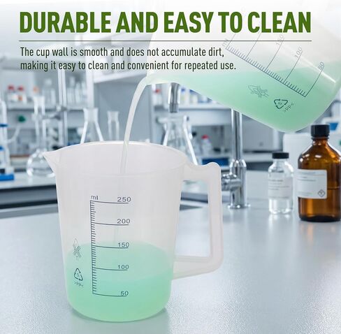 إبريق قياس بلاستيكي سعة 8 أونصة، كوب قياس من مادة البولي بروبيلين سعة 250 مل بمقياس ومقبض أزرق، حاوية قياس للمختبر والتدريس المدرسي والمنزل، قطعة واحدة in Kuwait