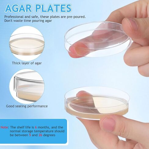 Homoyoyo 10PCS 70mm Agar Plates Petri Dishes with Agar, Agar Petri Dishes Individually Sealed for Students Science Kit Laboratory Experiment Prepoured Supplies Sealed Separately in Kuwait