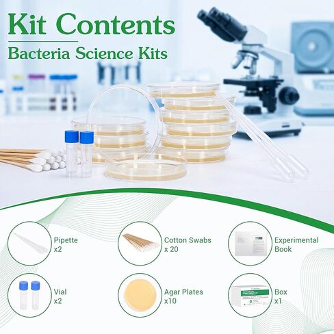 Nutrient Agar Petri Dishes Bacteria Science Project Kit | Pre-Poured Agar Plates and Cotton Swabs for Science Experiments | Bacteria Science Kit-10PCS in Saudi Arabia