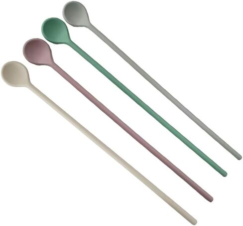 4Pcs Silicone Long Stirring Spoons, 9.9 Inch Reusable Drink Stirrers for Coffee, Cocktail, Tea, and Beverages Mixing Spoons for Home Bar and Kitchen in Kuwait