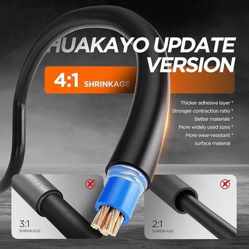 500PCS 4:1 Heat Shrink Tubing Kit with Adhesive Liner, Marine Grade Dual Wall, Waterproof Electrical Wire Wrap Assortment – Industrial & Automotive Heat Shrink Tube Kit (Black) in Kuwait