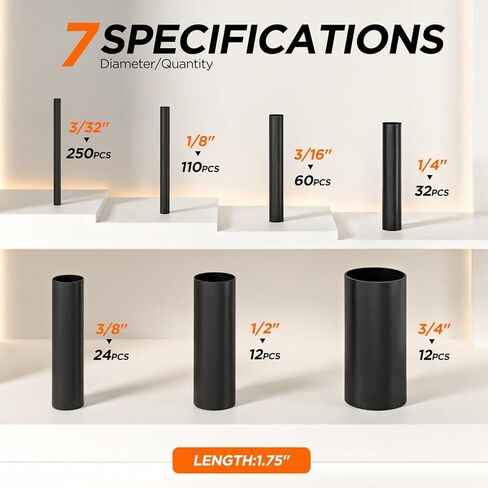 500PCS 4:1 Heat Shrink Tubing Kit with Adhesive Liner, Marine Grade Dual Wall, Waterproof Electrical Wire Wrap Assortment – Industrial & Automotive Heat Shrink Tube Kit (Black) in Kuwait