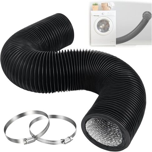 4 Inch Dryer Vent Hose, 9 FT Flexible Aluminum Dryer Duct, Insulated Air Ducting Tube for Indoor & Outdoor Ventilation Dryer, HVAC & Exhaust Use, Silver in Saudi Arabia