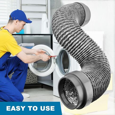 4 Inch Dryer Vent Hose 5 Feet Long, Heavy Duty Aluminum Flexible Dryer Duct, Heat-Resistant Insulated Drye-r Hose Kit for Drye-r Exhaust, HVAC, Bathroom, Grow Tent in Saudi Arabia