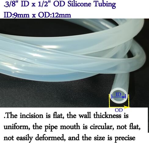 أنابيب السيليكون 3/8 "ID x 1/2" OD-3.3ft، أنبوب السيليكون الغذاء الصف مرنة عالية درجة الحرارة خراطيم السيليكون النقي لتخمير المنزل، وصنع النبيذ in Saudi Arabia