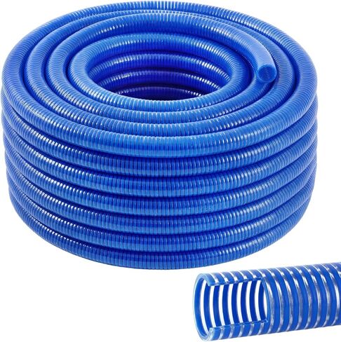 خرطوم الشفط Pangda PVC مقاس 1 بوصة × 100 قدم، خرطوم تفريغ صناعي وزراعي مرن مقوى بدرجة حرارة منخفضة باللون الأزرق لمضخة المياه، 90 رطل لكل بوصة مربعة أقصى ضغط in Kuwait