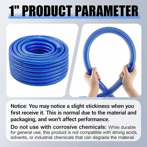 خرطوم الشفط Pangda PVC مقاس 1 بوصة × 100 قدم، خرطوم تفريغ صناعي وزراعي مرن مقوى بدرجة حرارة منخفضة باللون الأزرق لمضخة المياه، 90 رطل لكل بوصة مربعة أقصى ضغط in Kuwait