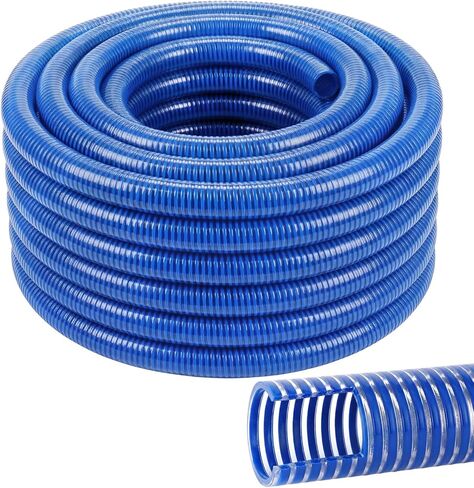 خرطوم الشفط Pangda PVC مقاس 1 بوصة × 100 قدم، خرطوم تفريغ صناعي وزراعي مرن مقوى بدرجة حرارة منخفضة باللون الأزرق لمضخة المياه، 90 رطل لكل بوصة مربعة أقصى ضغط in Kuwait