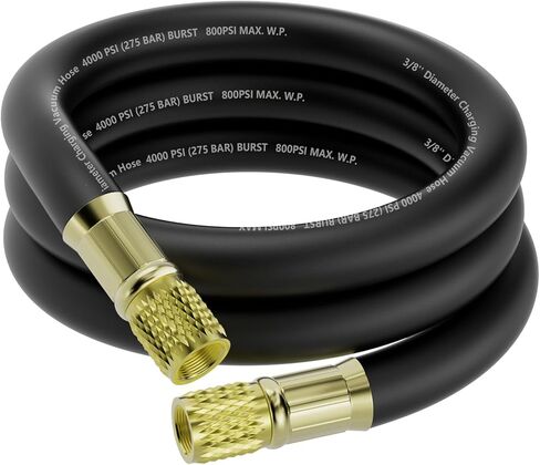 HV1 6Ft 3/8" ID HVAC خرطوم مكنسة كهربائية، تركيبات 3/8" إلى 3/8"، 800 رطل لكل بوصة مربعة تعمل / 4000 رطل لكل بوصة مربعة ضغط انفجاري، خرطوم فراغ عالي التدفق متوافق مع معظم معدات التبريد وتكييف الهواء in Kuwait