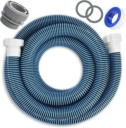 خراطيم احترافية لحمام السباحة EVA مقاس 1.5 بوصة بطول 15 قدمًا مع محول تحويل لحمامات السباحة فوق الأرض، وخراطيم استبدال المضخة، وخرطوم توصيل الفلتر شديد التحمل لملحقات حمام السباحة (أزرق) in Kuwait