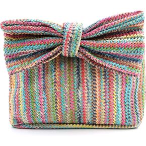 Straw Clutch Purse for Women Summer Beach Handbags Handmade Bow Straw Purses for Party Wedding Vacation