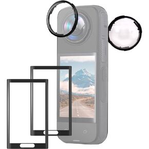 Upgrade Lens Guard Cap Screen Protector Kit Compatible for Insta360 X4 Premium Optical Tempered Glass Lens Protector Cap Cover Case LCD Screen Protector Film 9H Hardness Anti-Scratch Accessories