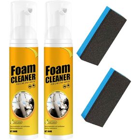 CROOT 2PCS 100ML Multipurpose Foam Cleaner,Car Seat Upholstery Strong Stain Remover, Interior Lemony Foam Cleaner, Strong Cleaner Cleaner Spray for Car, Interior, Kitchen