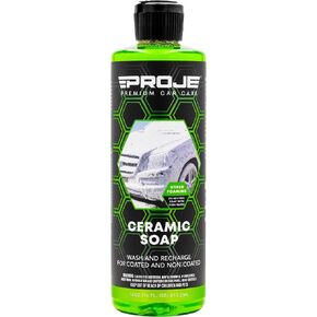 PROJE' Ceramic Soap - PH Wash and Wax Shampoo - Build & Rejuvenate Ceramic Coating - Adds Hydrophobic Protection - Auto Detailing - Works w/Foam Gun, Cannon, & Bucket Wash - 16 Fl Oz