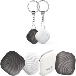 علامة Air Key Finder (iOS فقط)، جهاز تعقب بلوتوث مع سلسلة مفاتيح لمفاتيح الحيوانات الأليفة أو حقائب الظهر وبطاريات الأجهزة اللوحية المتوافقة مع تطبيق FindMy (أبيض وأسود، 4 عبوات)