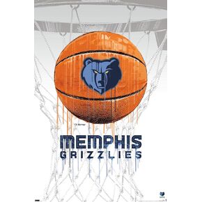 Trends International NBA Memphis Grizzlies - Drip Basketball 21 Wall Poster, 14.725" x 22.375", Barnwood Framed Version