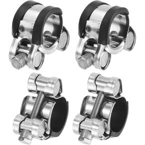 uxcell T-Bolt Hose Clamp, 4Pcs 17-19mm Adjustable Stainless Steel Rubber Cushioned Intake Intercooler Pipe Clamps Hose Clip for Industrial