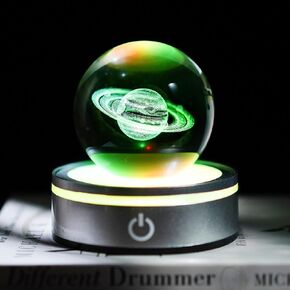 3D Hummingbird Crystal Ball Night Light Hummingbird Gifts Glass Animals Figurinefor Home Bedroom Decor, Birthday, Christmas, Animal Lovers(60mm, Colorful LED Base)