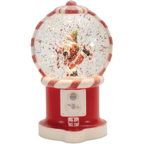 Melrose Plastic LED Gum Ball Machine Snow Globe with Santa, Christmas, 7.75"H, 6 Hour Timer, Batteries Not Included