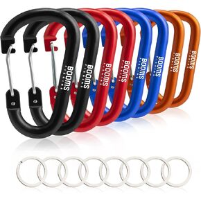 Booms Fishing 8PCS Carabiner Clips، 3in Large Carabiner Keychain، الألومنيوم D Ring Carabiener Clip مع 8PCS Key Rings، CC3 Multi-Use Carabianer تستخدم على نطاق واسع للأنشطة الخارجية، ألوان متنوعة in Kuwait