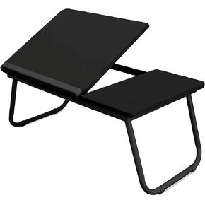 Folding Laptop Lap Desk - Wooden Work Table and Stand for Couch, Bed and Sofa Computer Use - Folding Legs, Adjustable Tilt - Use as Reading and Breakfast Tray - by Designstyles (Black and Black)