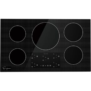 Empava 36" Electric Stove Induction Cooktop with 5 Power Boost Burners Smooth Surface Vitro Ceramic Glass in Black, 36 Inch